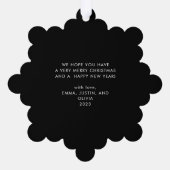opgewekt | Elegant Script Black Christmas Ornament Kaart (Achterkant)