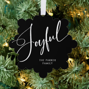 opgewekt Elegant Script Black Christmas Ornament Kaart