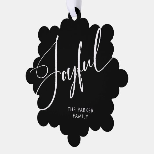 opgewekt | Elegant Script Black Christmas Ornament Kaart (Links)