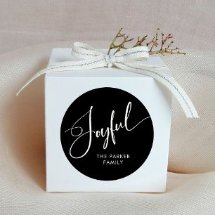 opgewekt Elegant Script Black Christmas Ronde Sticker