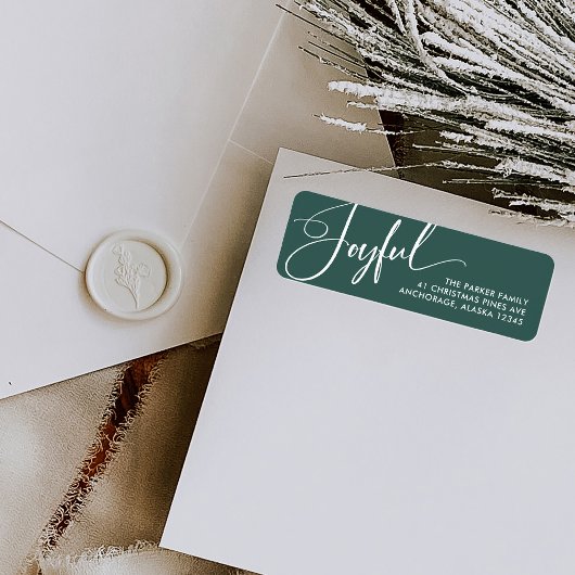opgewekt | Elegant Script Christmas Green Etiket
