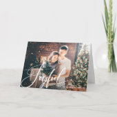 opgewekt | Elegant script en foto kerst Feestdagen Kaart (Voorkant)
