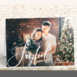 opgewekt | Elegant script en foto kerst Feestdagen Kaart