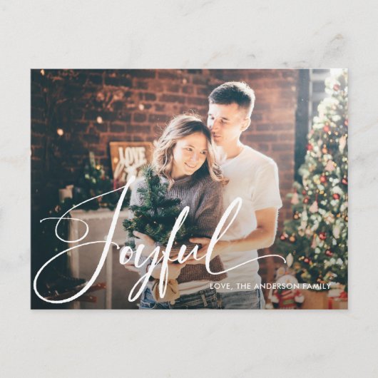opgewekt | Elegant script en foto kerst Feestdagenkaart (Voorkant)