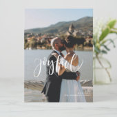 opgewekt | Elegant script en foto kerst Feestdagenkaart (Staand voorkant)