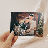 opgewekt | Elegant script en foto kerst Feestdagenkaart