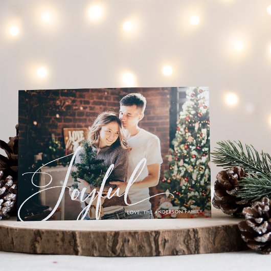 opgewekt | Elegant script en foto kerst Feestdagenkaart