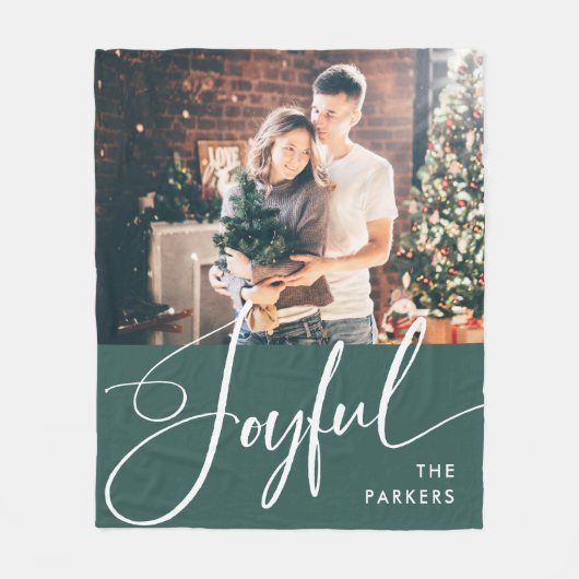 opgewekt | Elegant script en foto kerst Fleece Deken (Voorkant)