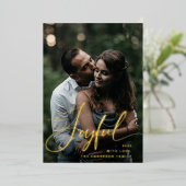 opgewekt | Elegant script en foto kerst Folie Feestdagenkaart (Staand Voorkant)