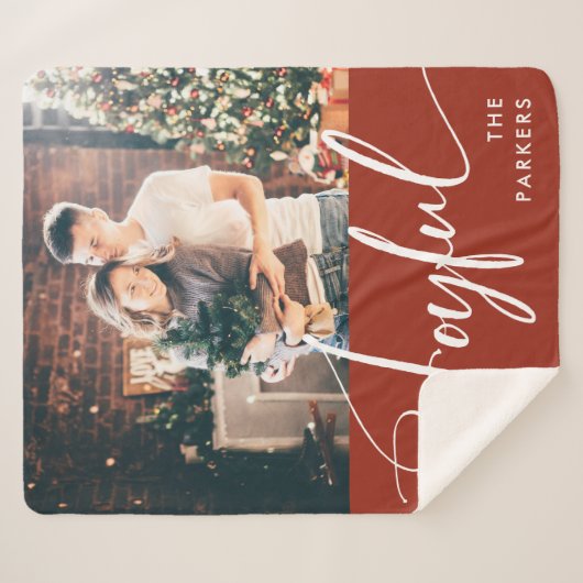 opgewekt | Elegant script en foto kerst Sherpa Deken (Voorkant (horizontaal))