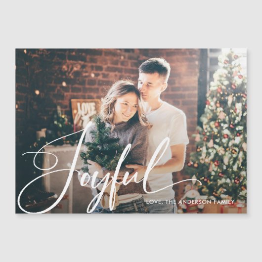 opgewekt | Elegant Script en foto magnetische Kaar Magnetische Uitnodiging (Voorkant)