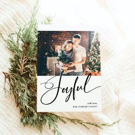 opgewekt | Elegant Script en twee foto's kerst Feestdagenkaart