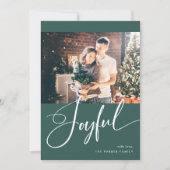 opgewekt | Elegant Script en twee foto's kerst Feestdagenkaart (Voorkant)