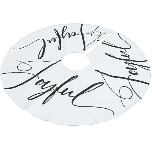 opgewekt | Elegant Script Kerst Zwart-wit Kerstboom Rok (Gekanteld)