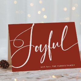 opgewekt | Elegant Script op rood Feestdagen Kaart