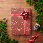 opgewekt | Elegant Script Red Christmas Cadeaupapier<br><div class="desc">Dit elegante kerstvakantie inpakpapier zegt "Joyful" in moderne witte script kalligrafie op een feestelijke rode kleur.</div>