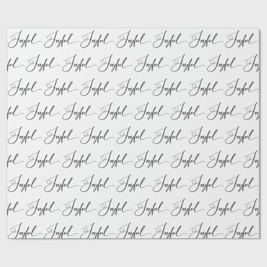 opgewekt | Elegant Script Zwart-wit Kerstmis Cadeaupapier (Vlak)