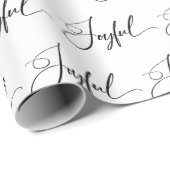 opgewekt | Elegant Script Zwart-wit Kerstmis Cadeaupapier (Rol Hoek)