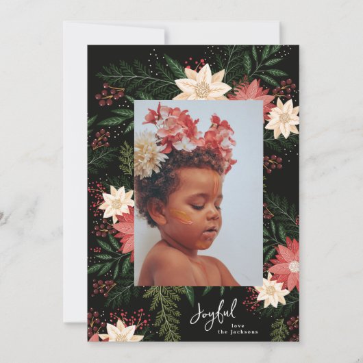 opgewekt | Elegante Kerstmis Botanische pracht Feestdagenkaart (Voorkant)