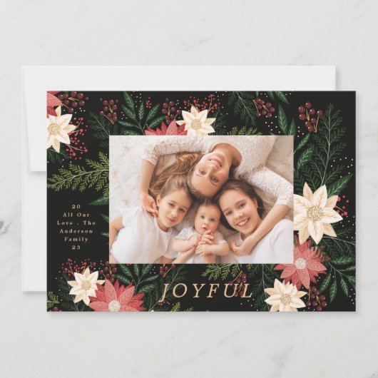 opgewekt | Elegante Kerstmis Poinsettia Splendor Feestdagenkaart (Voorkant)