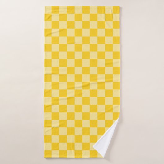 Opgewekt Geel Geruit Patroon Bad Handdoek (Badhanddoek)