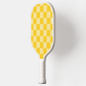 Opgewekt Geel Geruit Patroon Pickleball Paddle (Links)