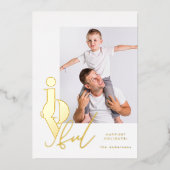 OPGEWEKT | Ontwerper Script Multi Photo Modern Folie Feestdagenkaart (Voorkant)