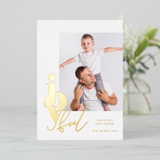 OPGEWEKT | Ontwerper Script Multi Photo Modern Folie Feestdagenkaart (Staand Voorkant)