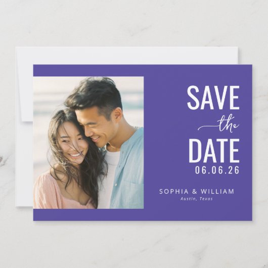 Opgewekt Paars Modern Foto Save The Date (Voorkant)