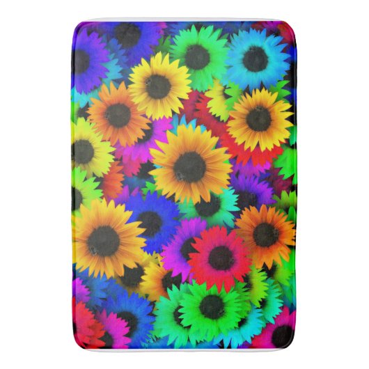 Opgewekt Schikking van Kleurrijke Zonnebloemen Badmat (Voorkant Verticaal)