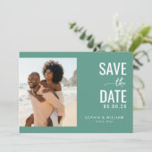 Opgewekt Turkoois Modern Foto Save The Date (Staand voorkant)