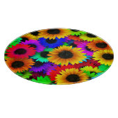 Opgewekt Veld Vol Kleurrijke Zonnebloemen Snijplank (Hoek)