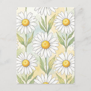 Opgewekt wit madeliefjes bloempatroon briefkaart