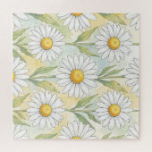 Opgewekt wit madeliefjes bloempatroon legpuzzel (Horizontaal)