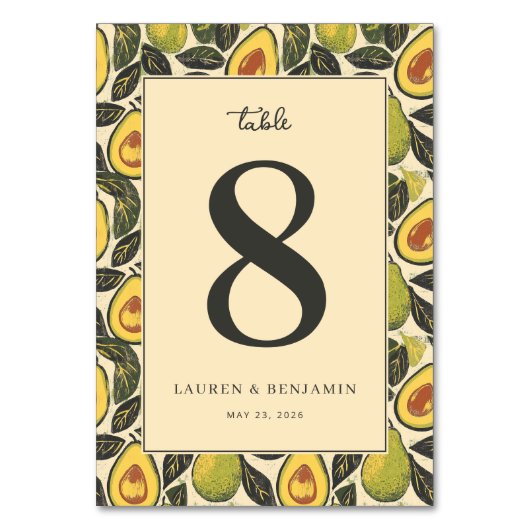 Opgewekte Beige Avocado Illustratie Kaart (Voorkant)
