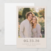 Opgewekte Beige Romantische Foto Save The Date (Voorkant / Achterkant)