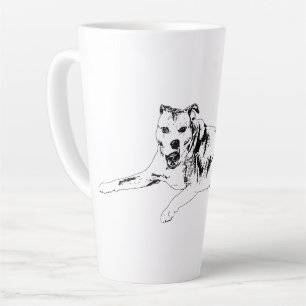 Opgewekte grijns, kalme pauze latte mok