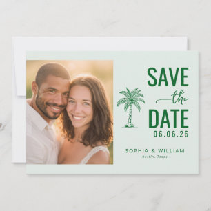 Opgewekte Groene Tropische Foto Save The Date
