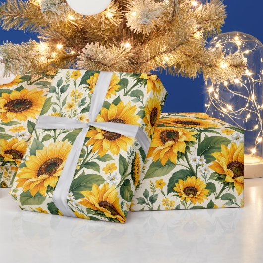 Opgewekte Hedendaagse Zonnebloementuin Cadeaupapier (Feestdagen)