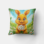 🐰🌼 Opgewekte Konijn Kamille Weide Gezellige Deco Kussen (Achterkant)