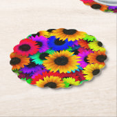 Opgewekte reeks kleurrijke zonnebloemen kartonnen onderzetters (Gekanteld)