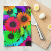 Opgewekte reeks kleurrijke zonnebloemen theedoek (Quarter Fold)