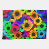 Opgewekte reeks kleurrijke zonnebloemen theedoek (Horizontaal)