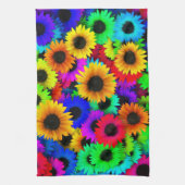 Opgewekte reeks kleurrijke zonnebloemen theedoek (Verticaal)
