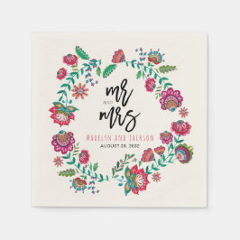 opgewekte volk bloemen multicolor bruiloft papier  servet