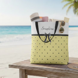 Opgewekte Zonnige Gele Cottagecore Naam Boodschapp Tote Bag