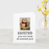 Opgewonden ben je terug, welkom, Schattigee Cat Ka Kaart (Gele Bloem)