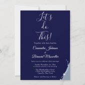 Opgewonden Blauw Wit Typografie Minimal Wedding In Kaart (Voorkant)