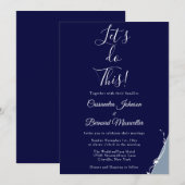 Opgewonden Blauw Wit Typografie Minimal Wedding In Kaart (Voorkant / Achterkant)