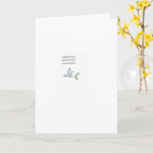 Opgewonden Blauwe Vogel Kaart (Gele Bloem)